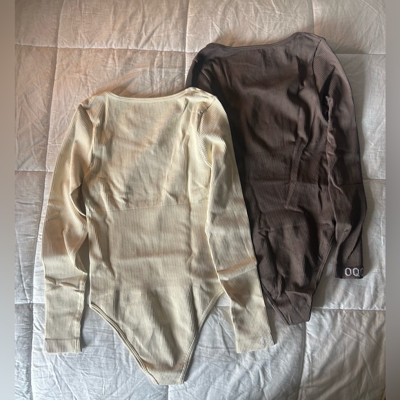 OQQ Women’s Long Sleeve Ribbed Bodysuit - Picture 2 of 6